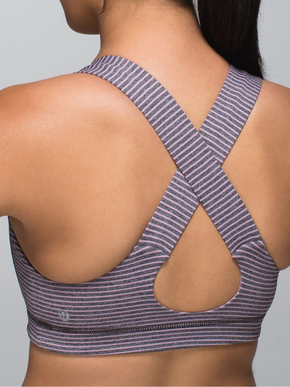 Lululemon All Sport Bra Hyper Stripe Mauvelous Heathered Black 8